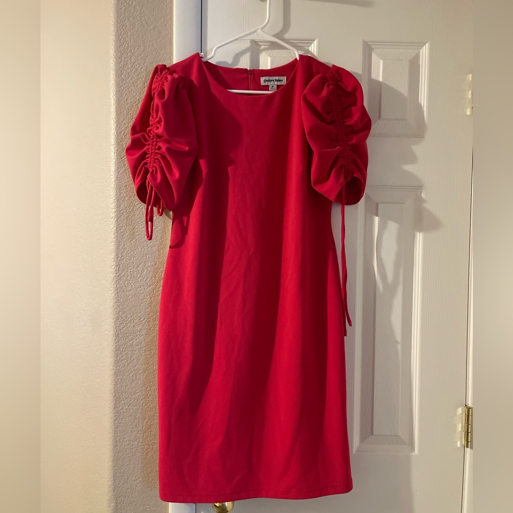 Hot Pink Midi dress with cute sleeves